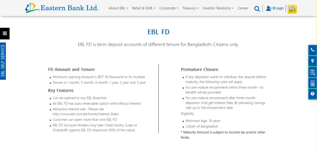 Eastern Bank Fixed Deposit