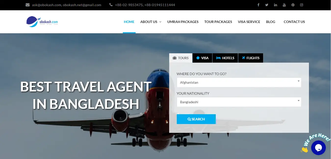 travel agency contact number in dhaka